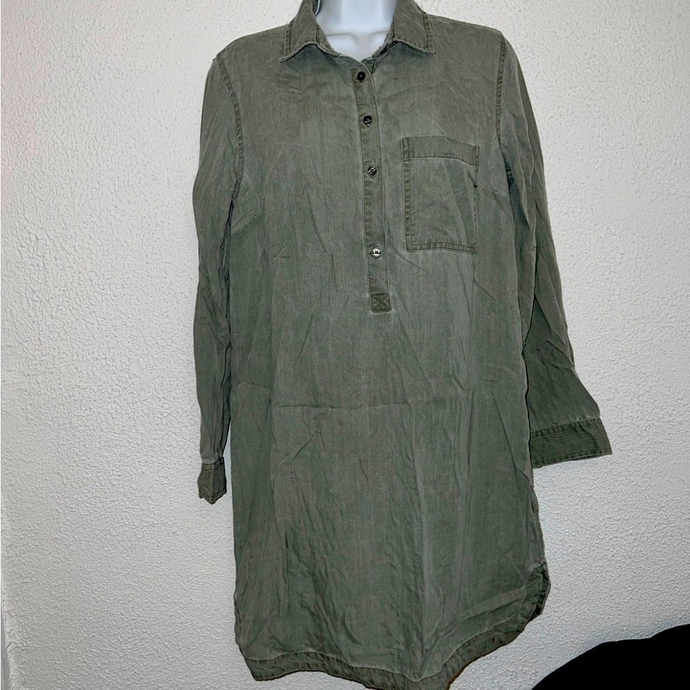Olive Green Denim Dress